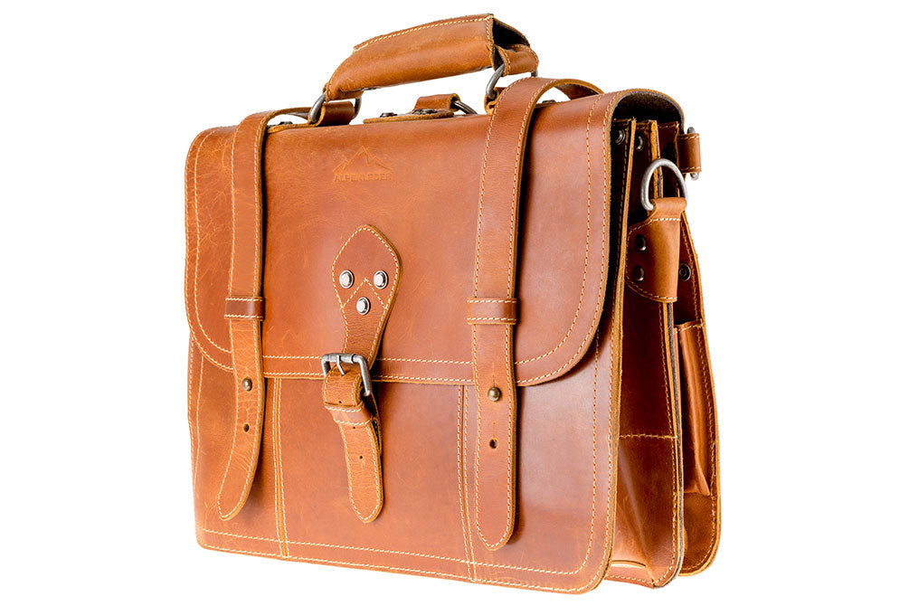 Alpenleder Multifunktionstasche BROOKS Cognac | Echtes Büffel-Leder
