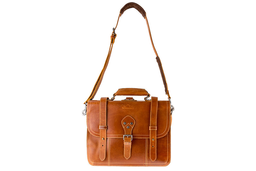 Alpenleder Multifunktionstasche BROOKS Cognac | Echtes Büffel-Leder
