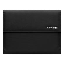 Lade das Bild in den Galerie-Viewer, Hugo Boss Schreibset GEAR PINSTRIPE Black / Chrome | Kugelschreiber und A5 Schreibmappe
