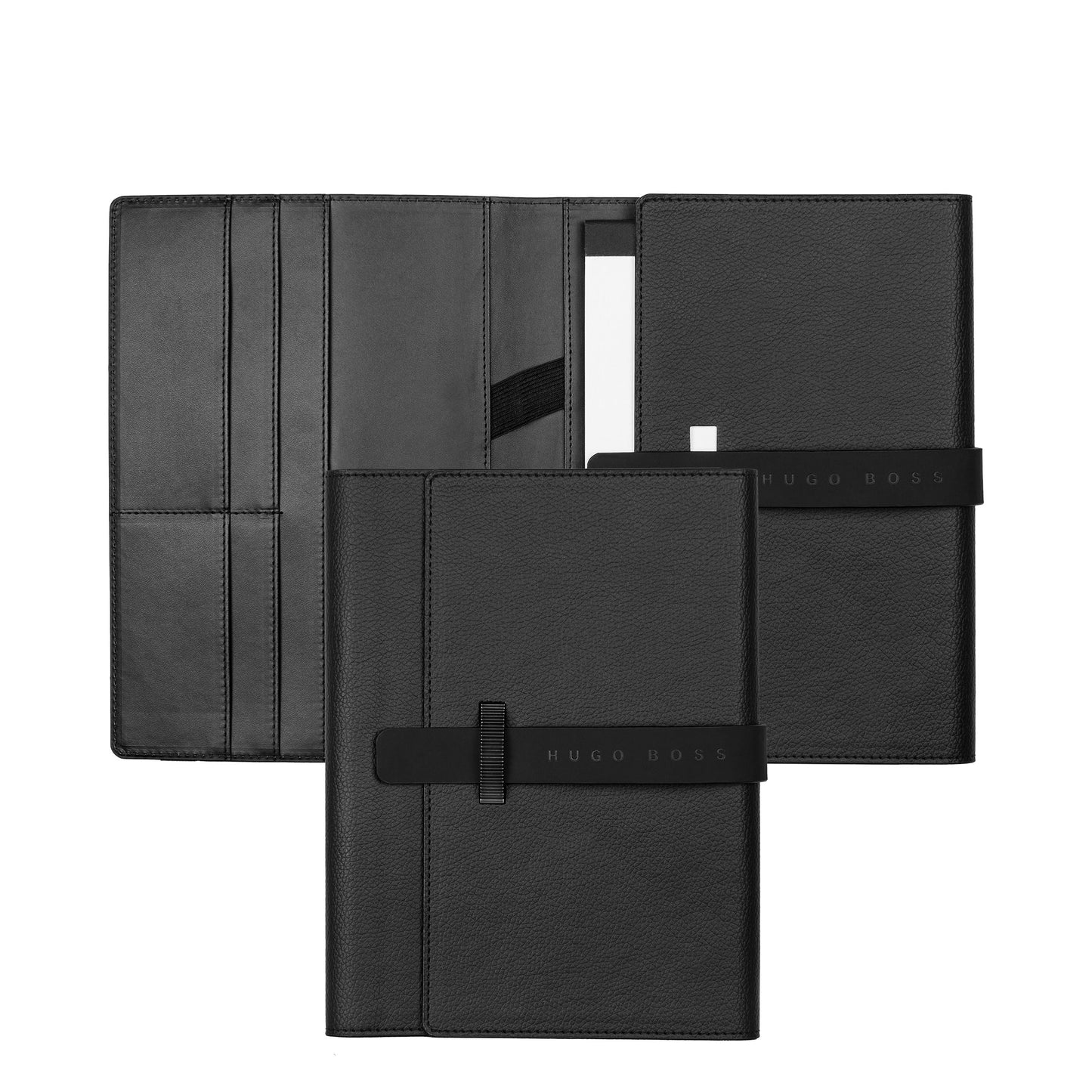 Hugo Boss Schreibset ILLUSION Gear Black | Kugelschreiber und A5 Schreibmappe