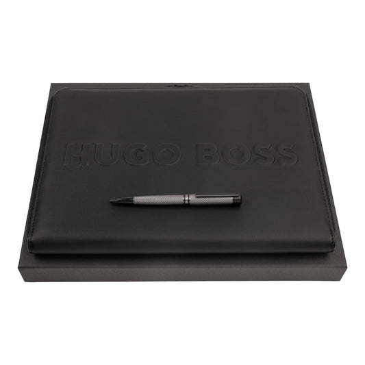 Hugo Boss Schreibset FILAMENT Gun | Kugelschreiber und A4 Schreibmappe