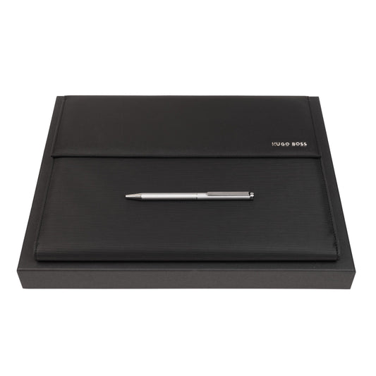 Hugo Boss Schreibset PINSTRIPE | Kugelschreiber und A4 Schreibmappe