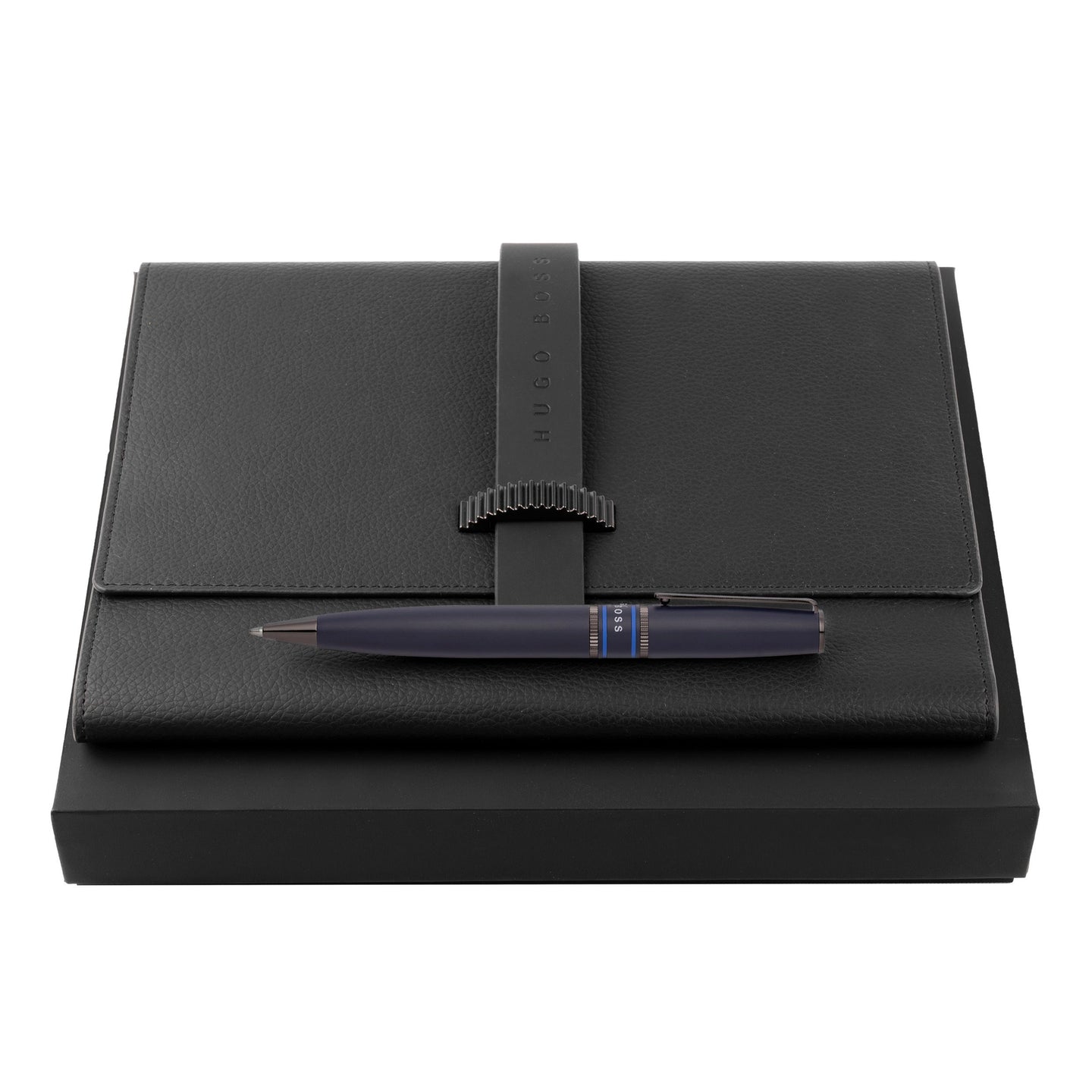 Hugo Boss Schreibset ILLUSION Gear Blue | Kugelschreiber und A5 Schreibmappe