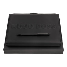 Lade das Bild in den Galerie-Viewer, Hugo Boss Schreibset CLOUD Black | Kugelschreiber und A5 Schreibmappe
