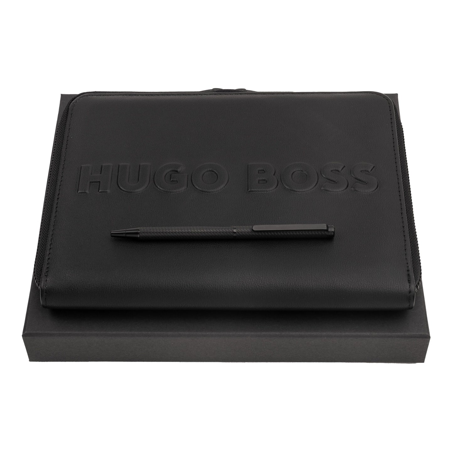 Hugo Boss Schreibset CLOUD Black | Kugelschreiber und A5 Schreibmappe