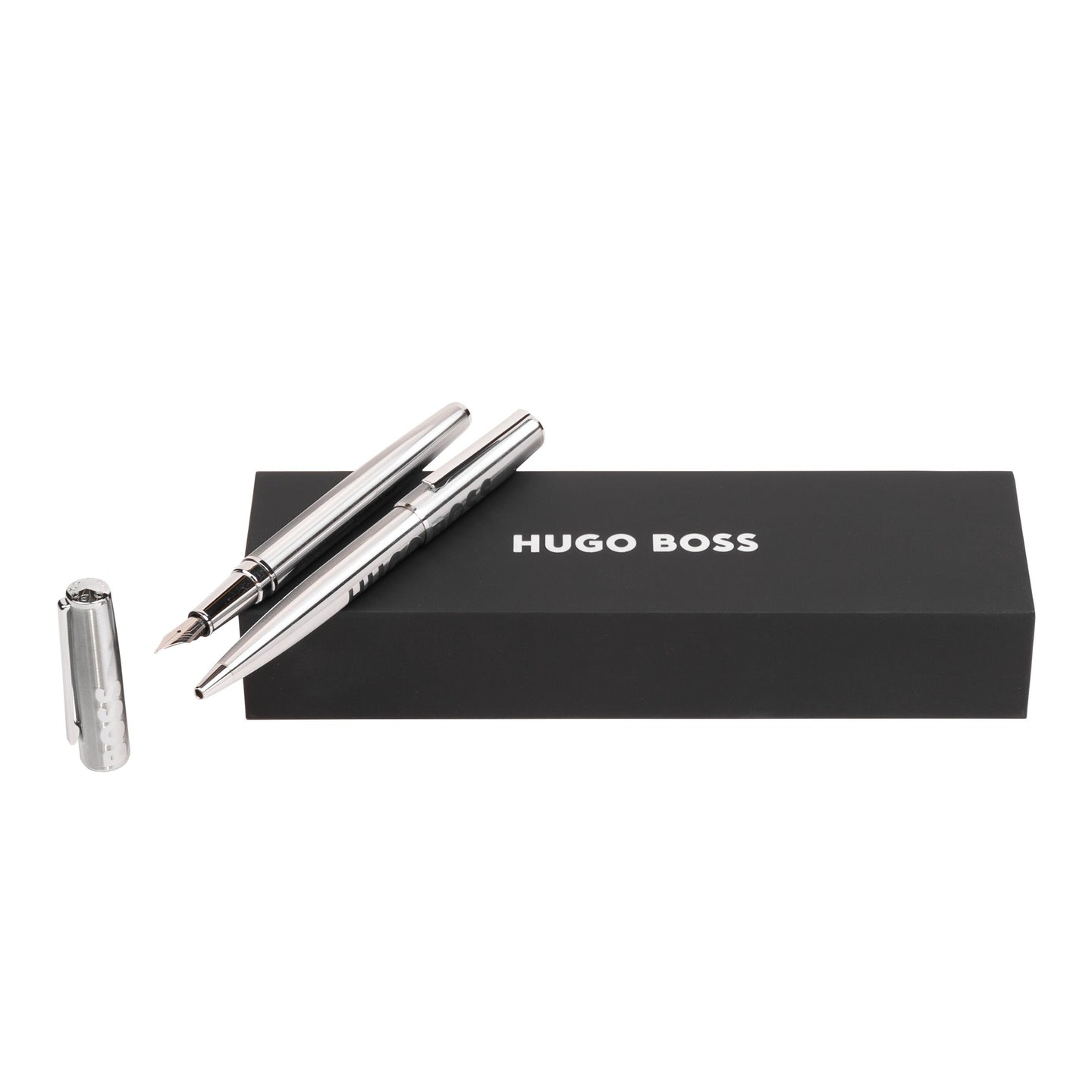 Hugo Boss Schreibset LABEL Chrome | Kugelschreiber und Füllfederhalter