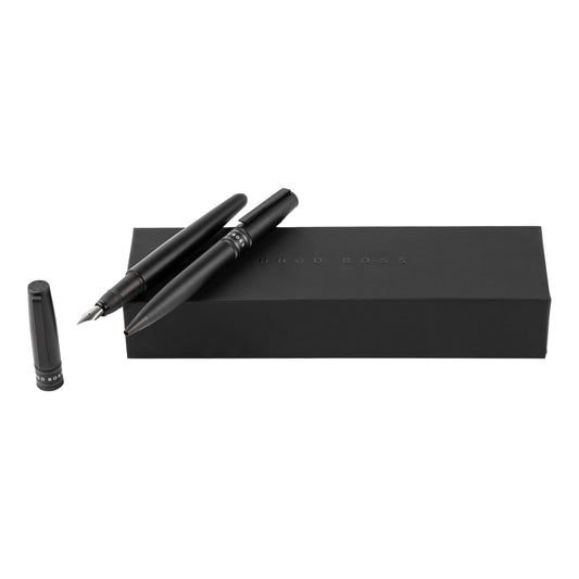 Hugo Boss Schreibset ILLUSION Gear Black | Kugelschreiber und Füllfederhalter