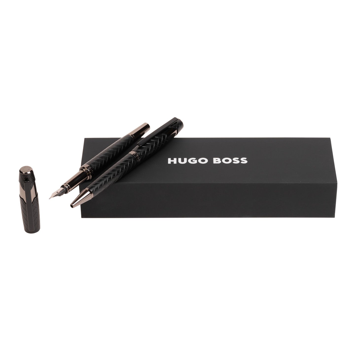 Hugo Boss Schreibset CHEVRON Black | Kugelschreiber und Füllfederhalter
