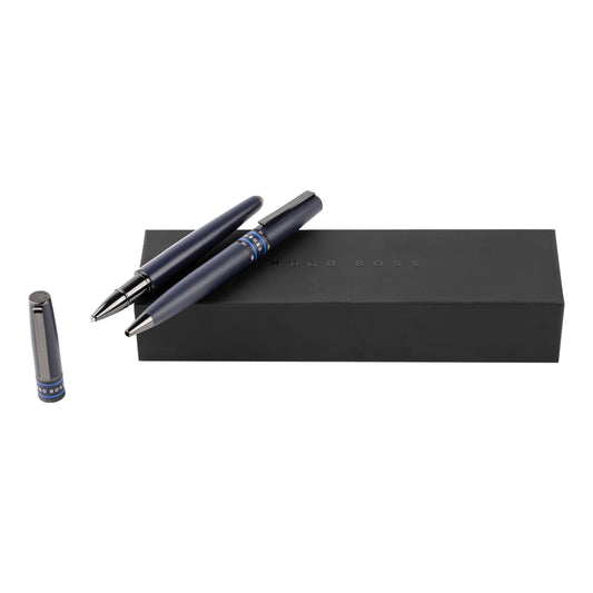Hugo Boss Schreibset ILLUSION Gear Blue | Kugelschreiber und Tintenroller