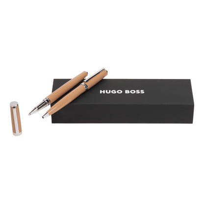 Hugo Boss Schreibset GEAR ICON Camel | Kugelschreiber und Tintenroller