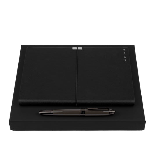 Hugo Boss Schreibset ICON Grey | Tintenroller und A5 Notizblock
