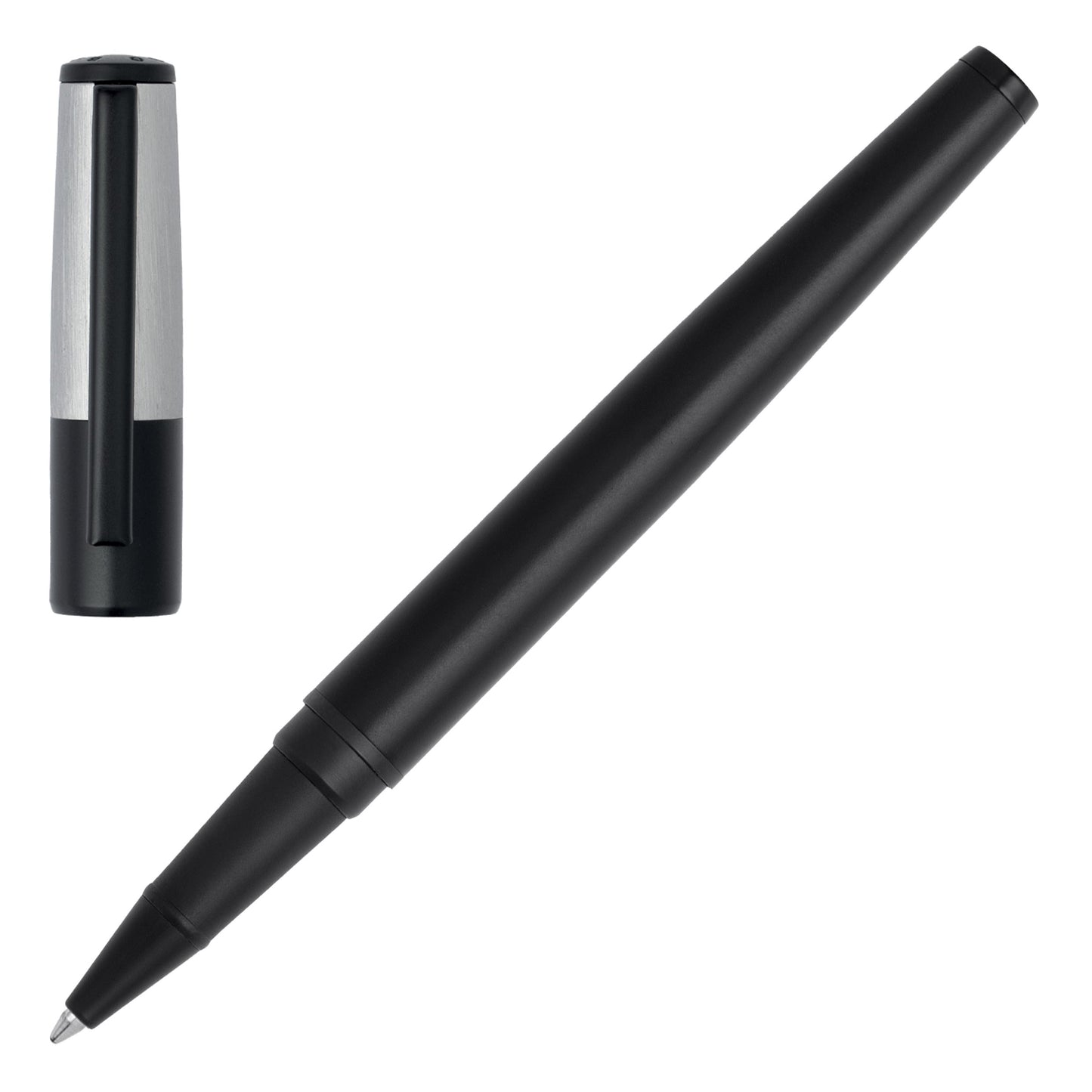 Hugo Boss Schreibset GEAR Minimal Black & Chrome | Kugelschreiber und Tintenroller