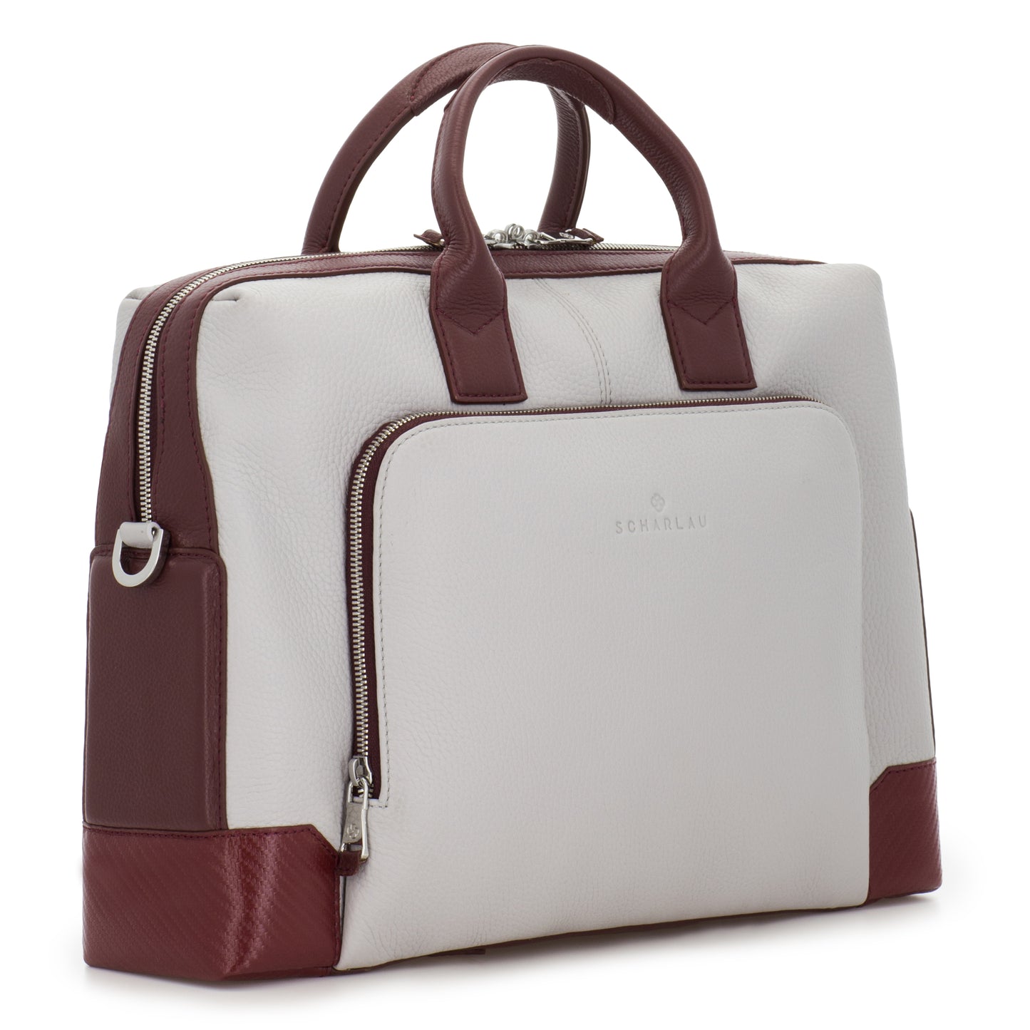 Scharlau Aktentasche MAHLER Burgundy - Off-white | Echtes Leder