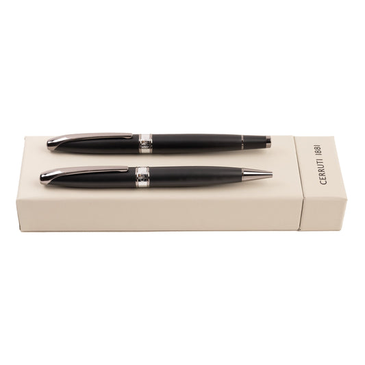 Cerruti 1881 Schreibset ABBEY Matt Black | Kugelschreiber und Tintenroller