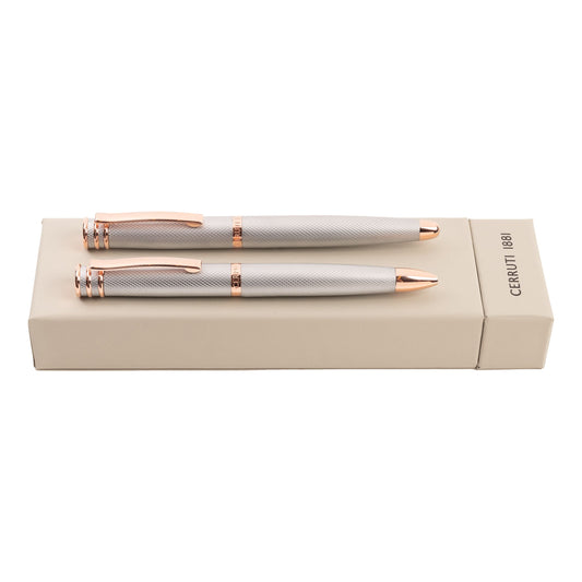 Cerruti 1881 Schreibset AUSTIN Diamond Chrome | Kugelschreiber und Tintenroller