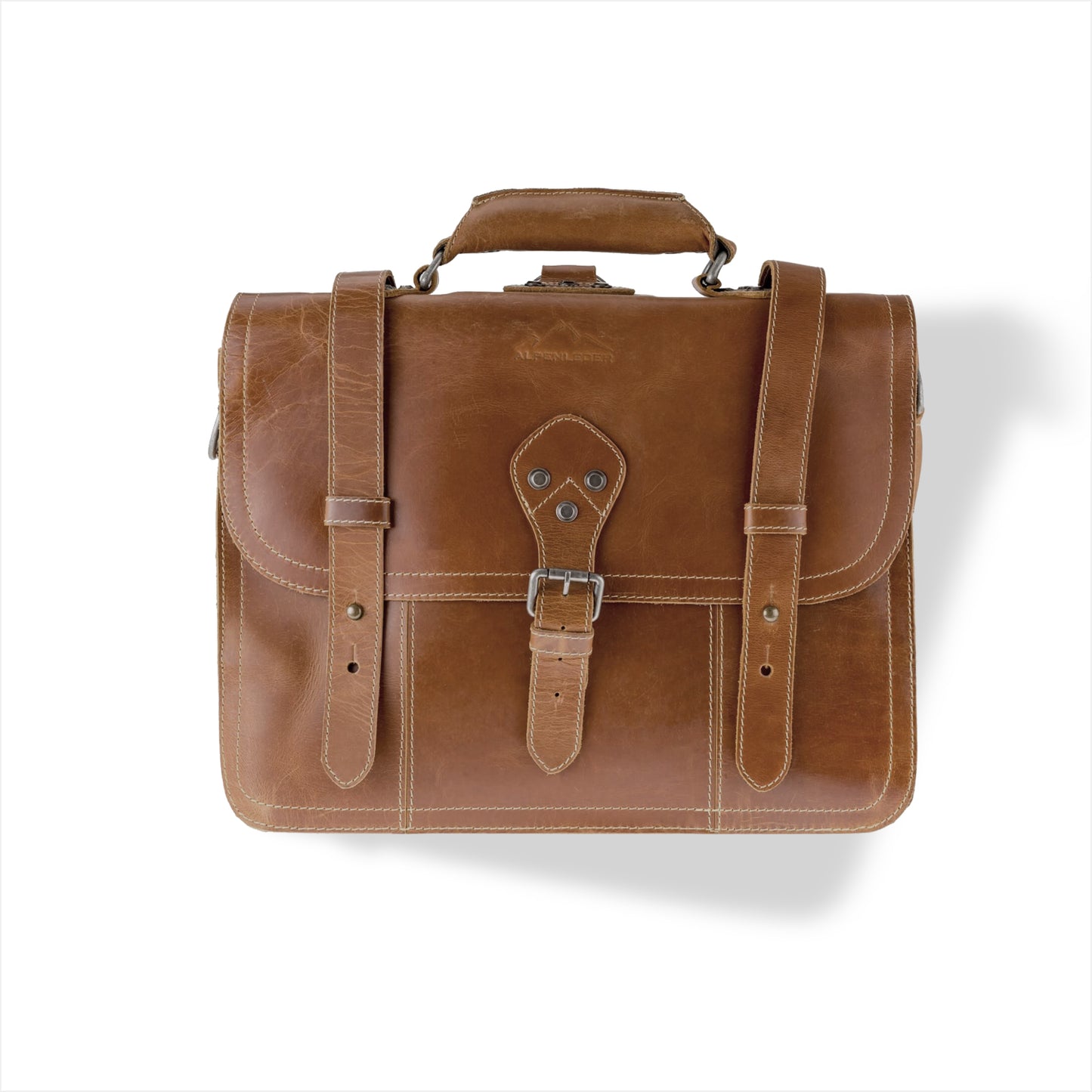 Alpenleder Multifunktionstasche BROOKS Cognac | Echtes Büffel-Leder