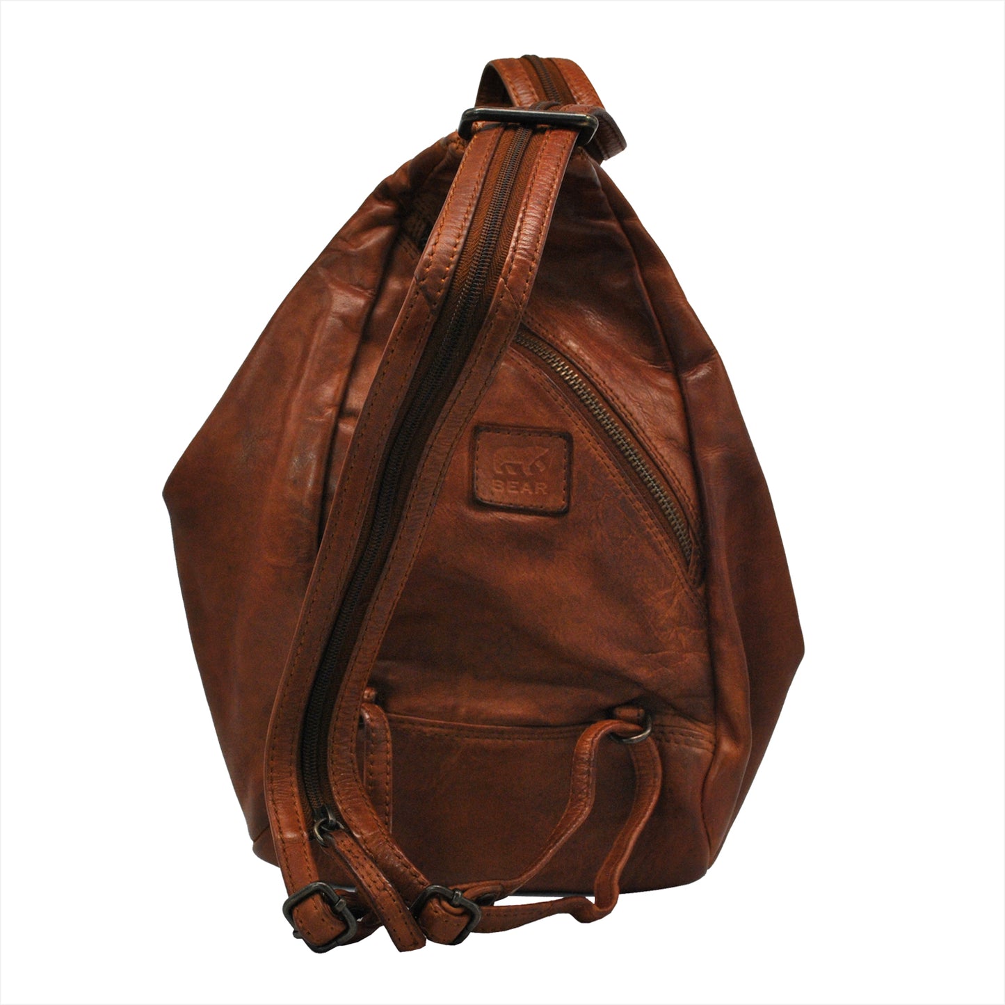 Bear Design Rucksack HANNIE Cognac | Echtes Leder