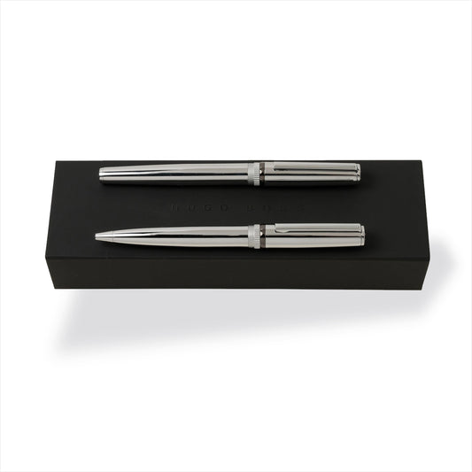 Hugo Boss Stifte-Set GEAR Chrome | Kugelschreiber und Tintenroller
