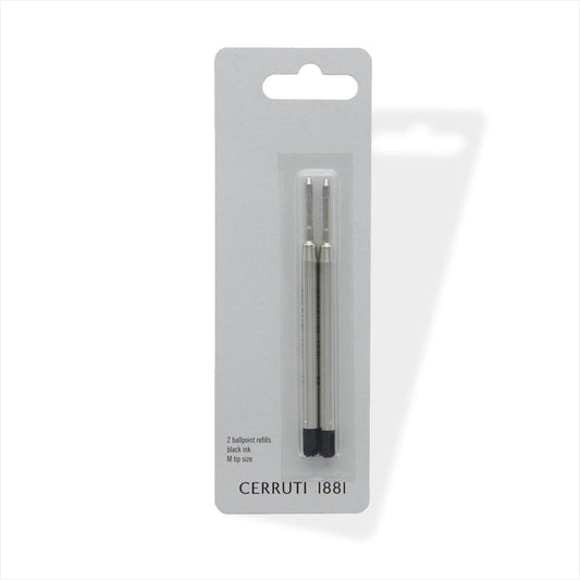 Cerruti 1881 Kugelschreiber Ersatzminen Schwarz Metall Duo Pack
