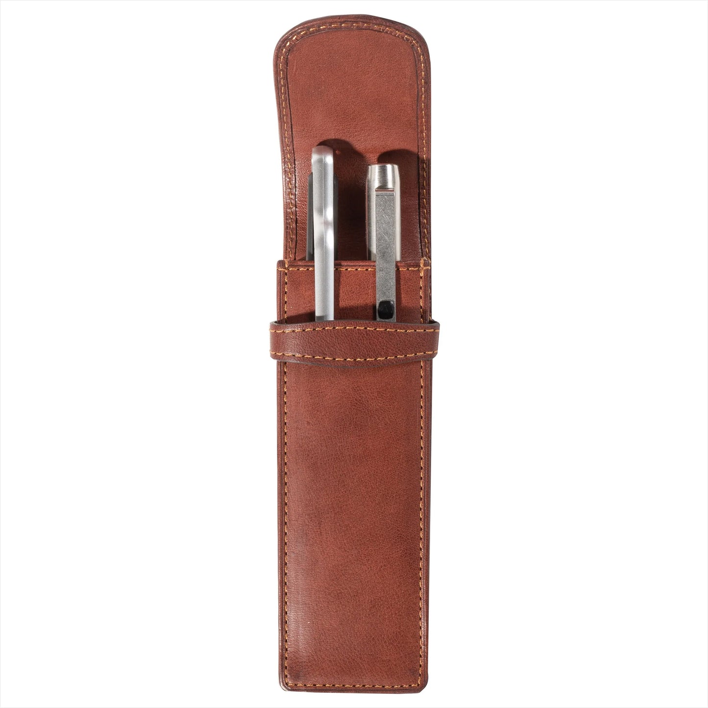 Tony Perotti Stifte-Etui für 2 Schreibgeräte Braun | Echtes Leder