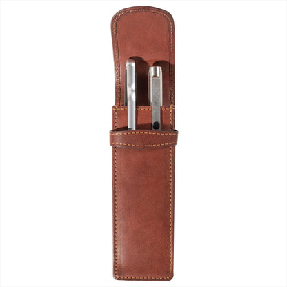 Tony Perotti Stifte-Etui für 2 Schreibgeräte Braun | Echtes Leder