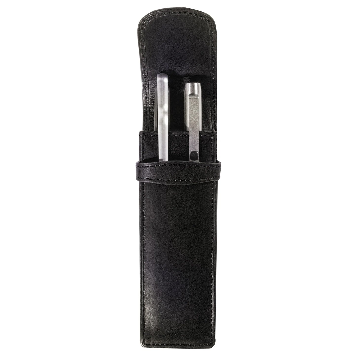 Tony Perotti Stifte-Etui für 2 Schreibgeräte Schwarz | Echtes Leder